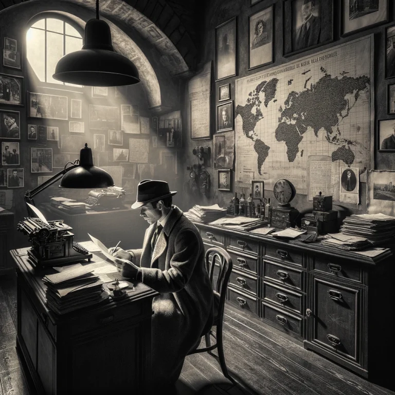 Agenzia Investigativa l'immagine di un investigatore privato seduto dietro la sua scrivania